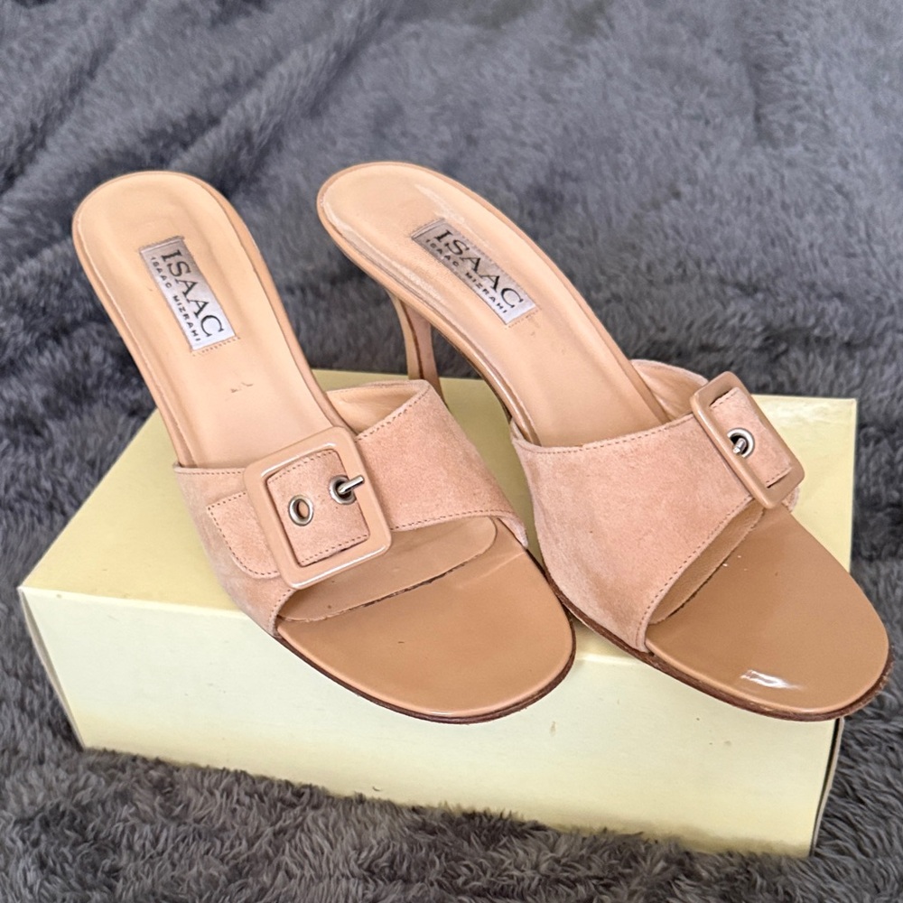 Isaac Mizrahi Tan Heeled Mules